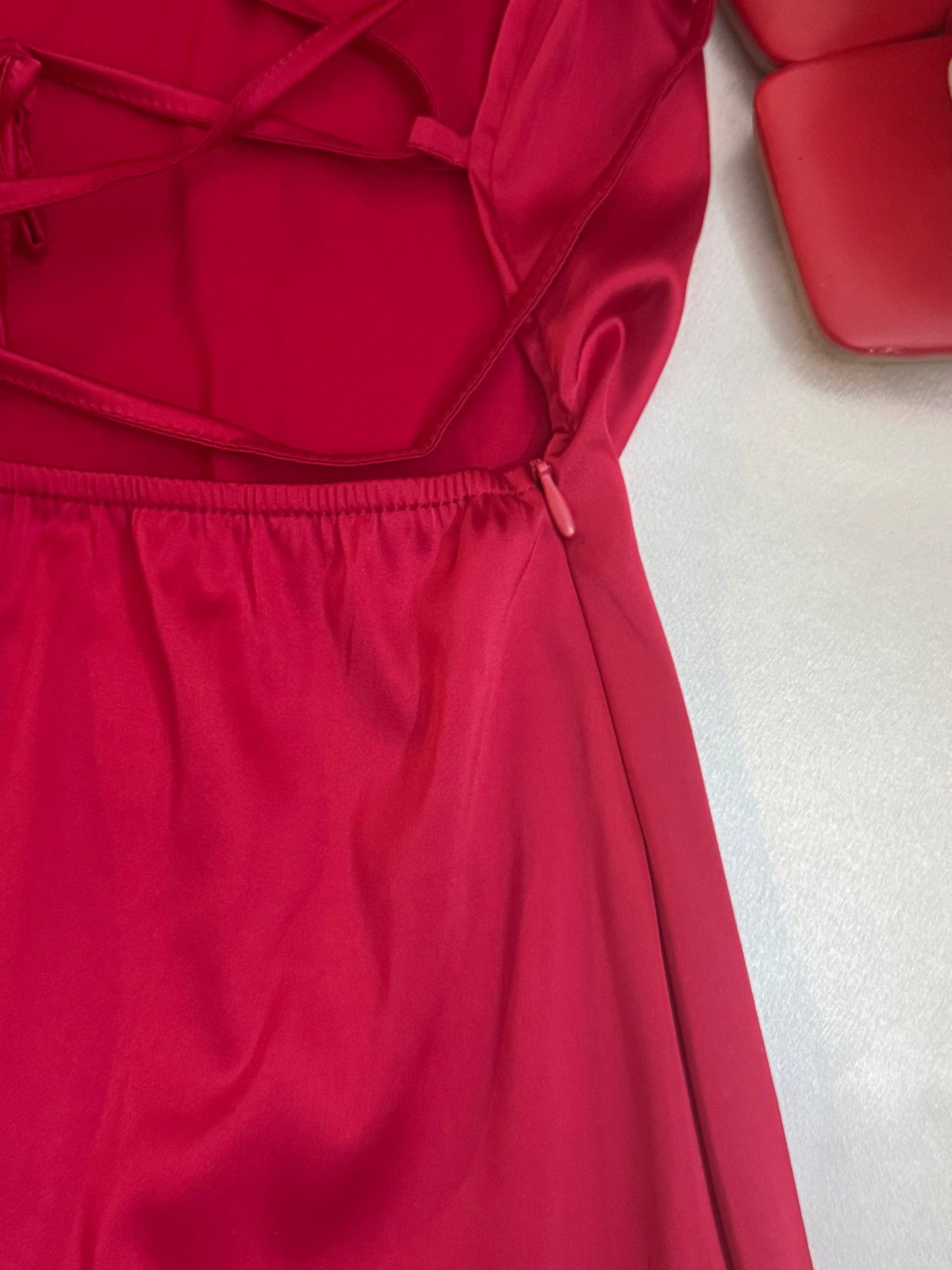 Crimson Heat Satin Dress