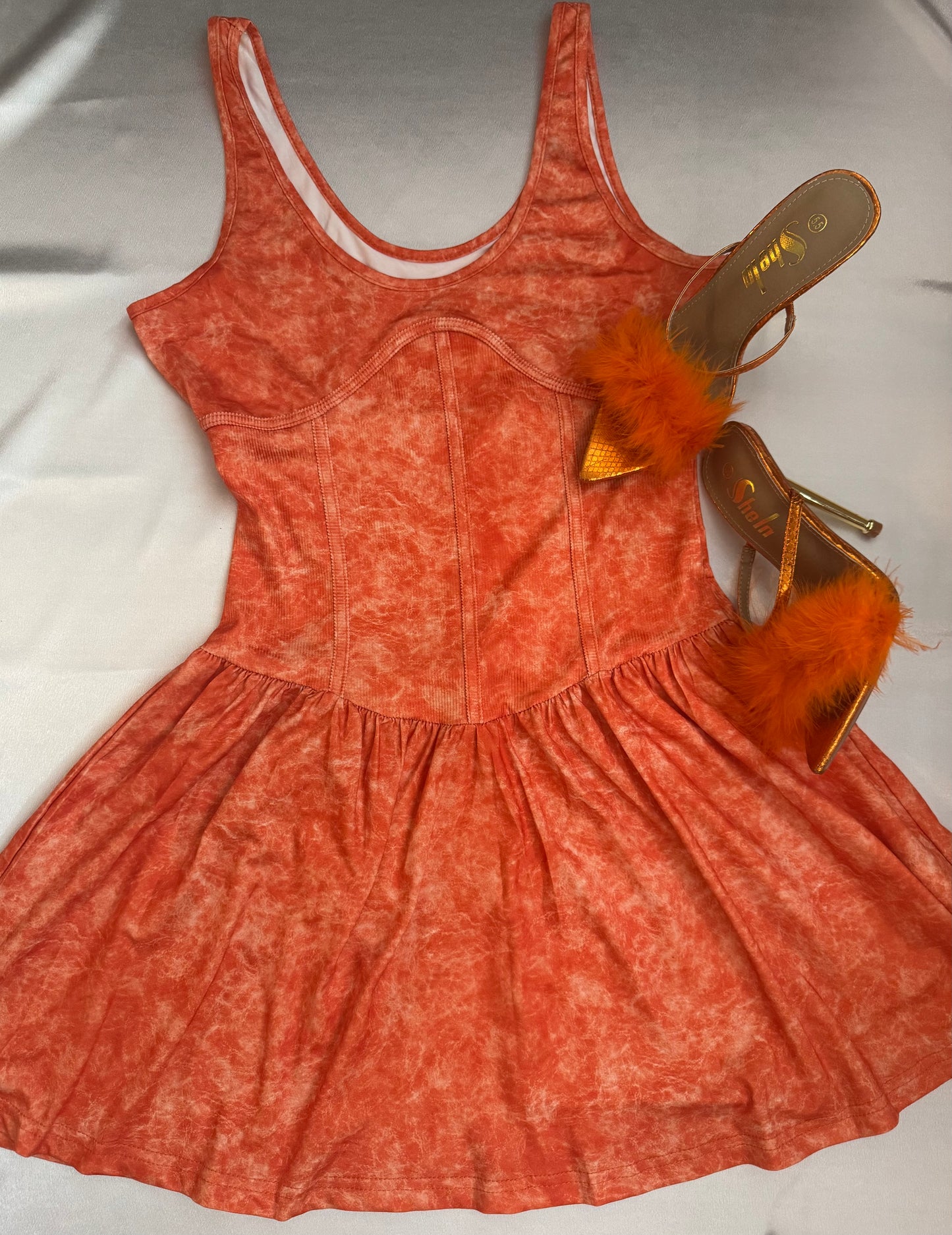Sunset Glow Acid-Wash Mini Dress