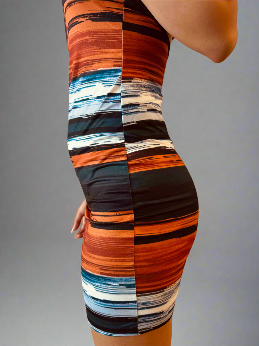 Electric Sunset -Abstract Striped Dress