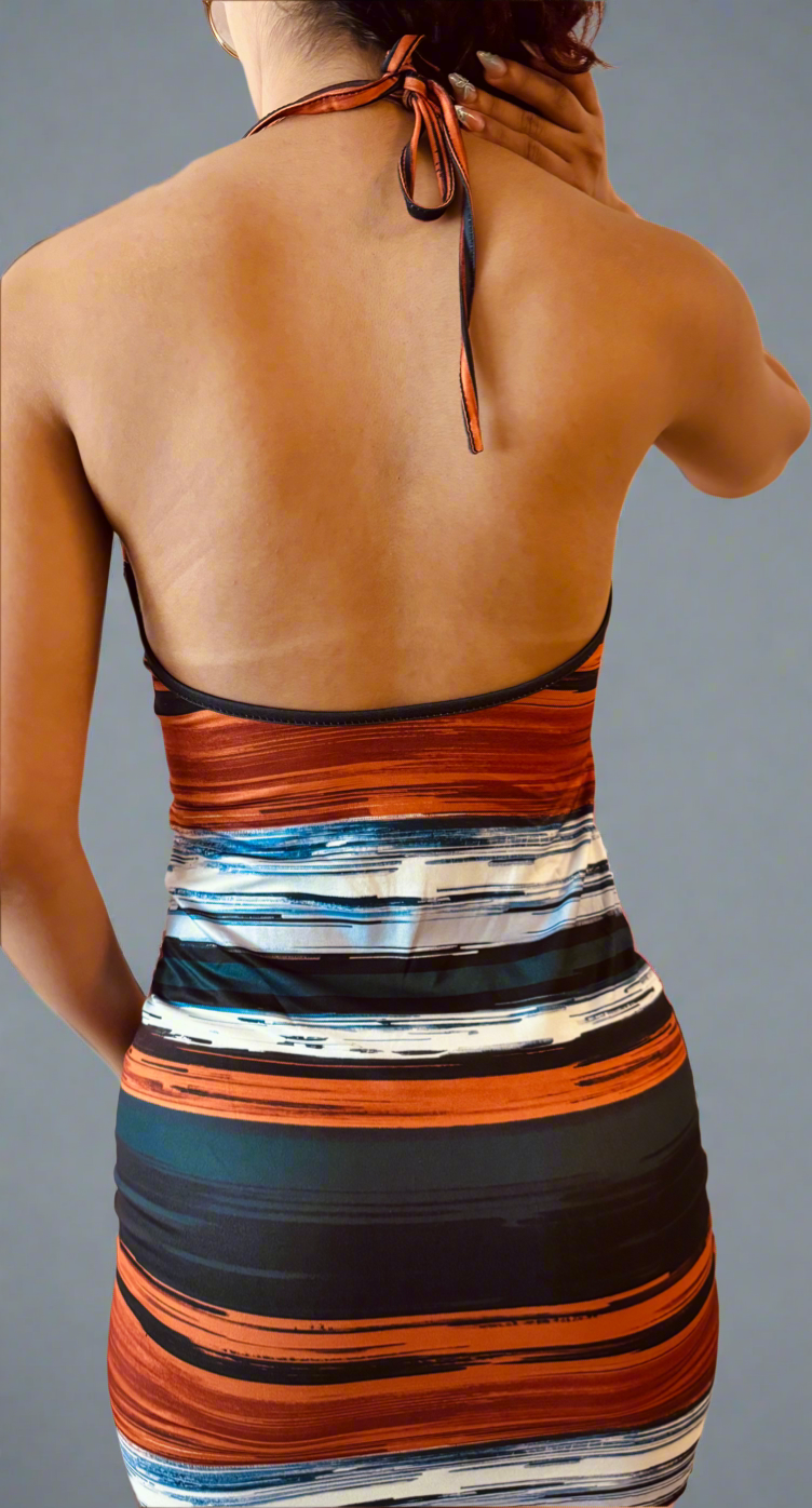 Electric Sunset -Abstract Striped Dress