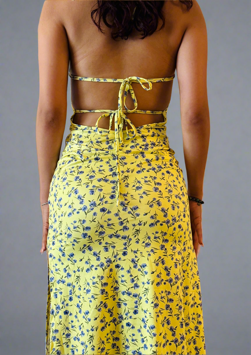 Sunshine Bloom-Yellow Floral Dress