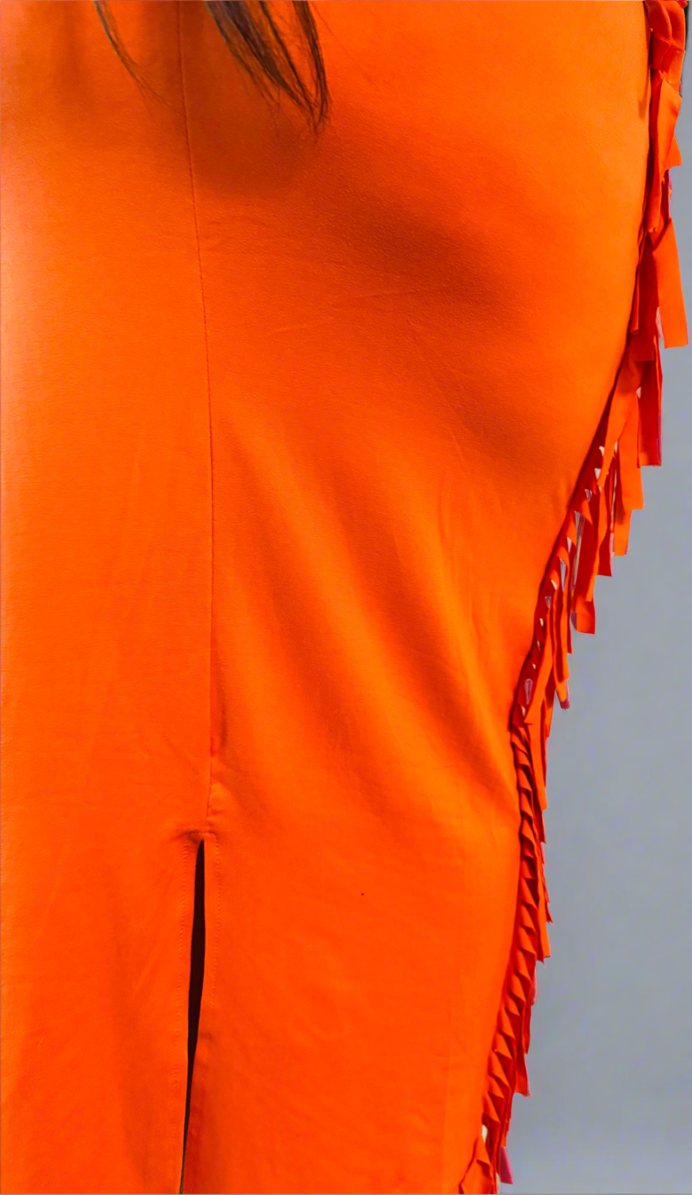 Fringe Hem Maxi Skirt Set