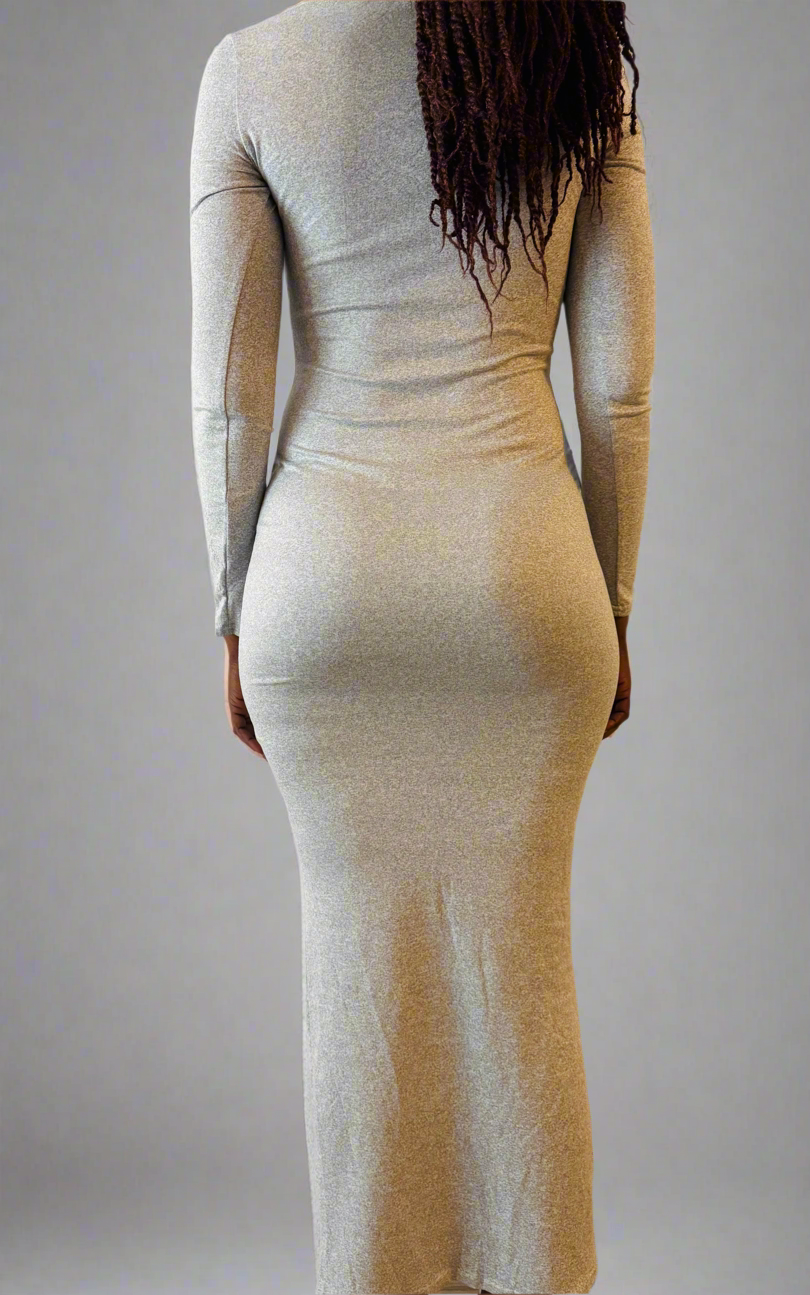 Elegant Long Sleeve Stretch Maxi Dress