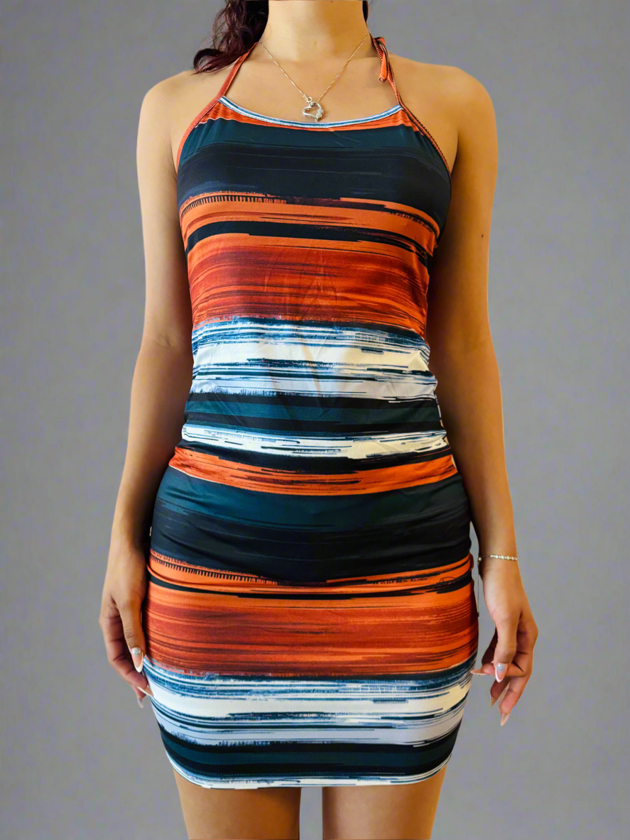 Electric Sunset -Abstract Striped Dress