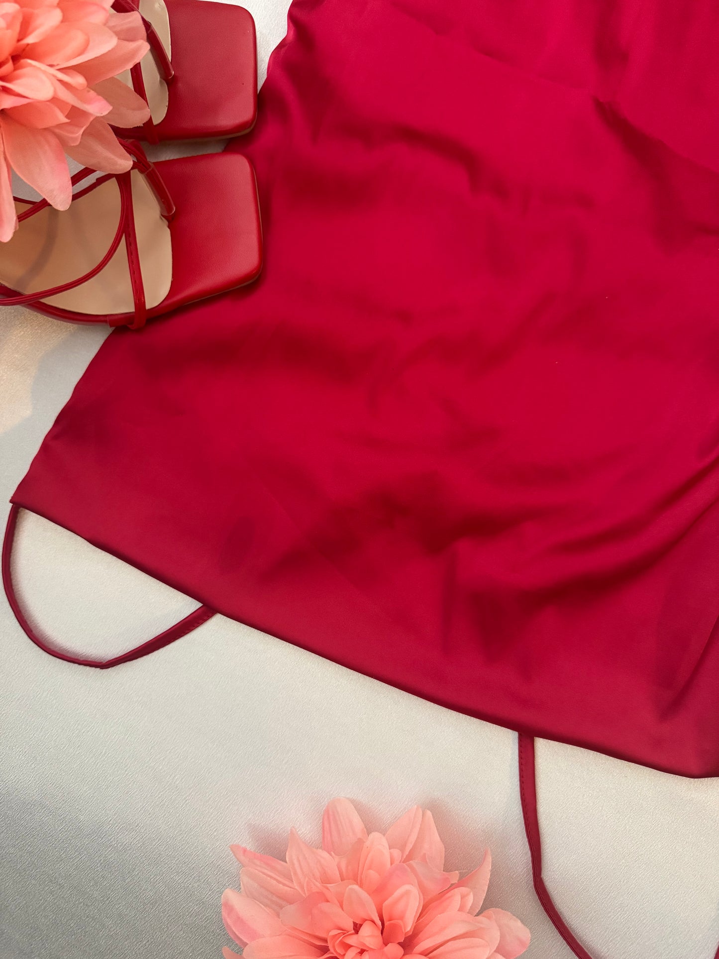 Crimson Heat Satin Dress